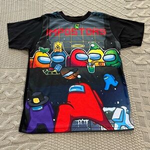 Among Us Impostors Kids Graphic T-Shirt - Black and Multicolor Fits 8